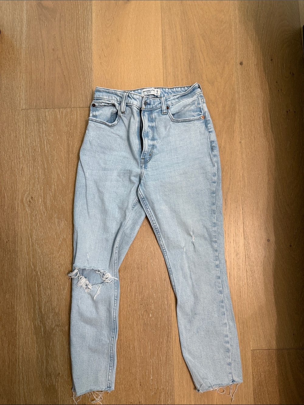 Abercrombie curve love skinny high rise Light Blue Women's Distressed Jeans